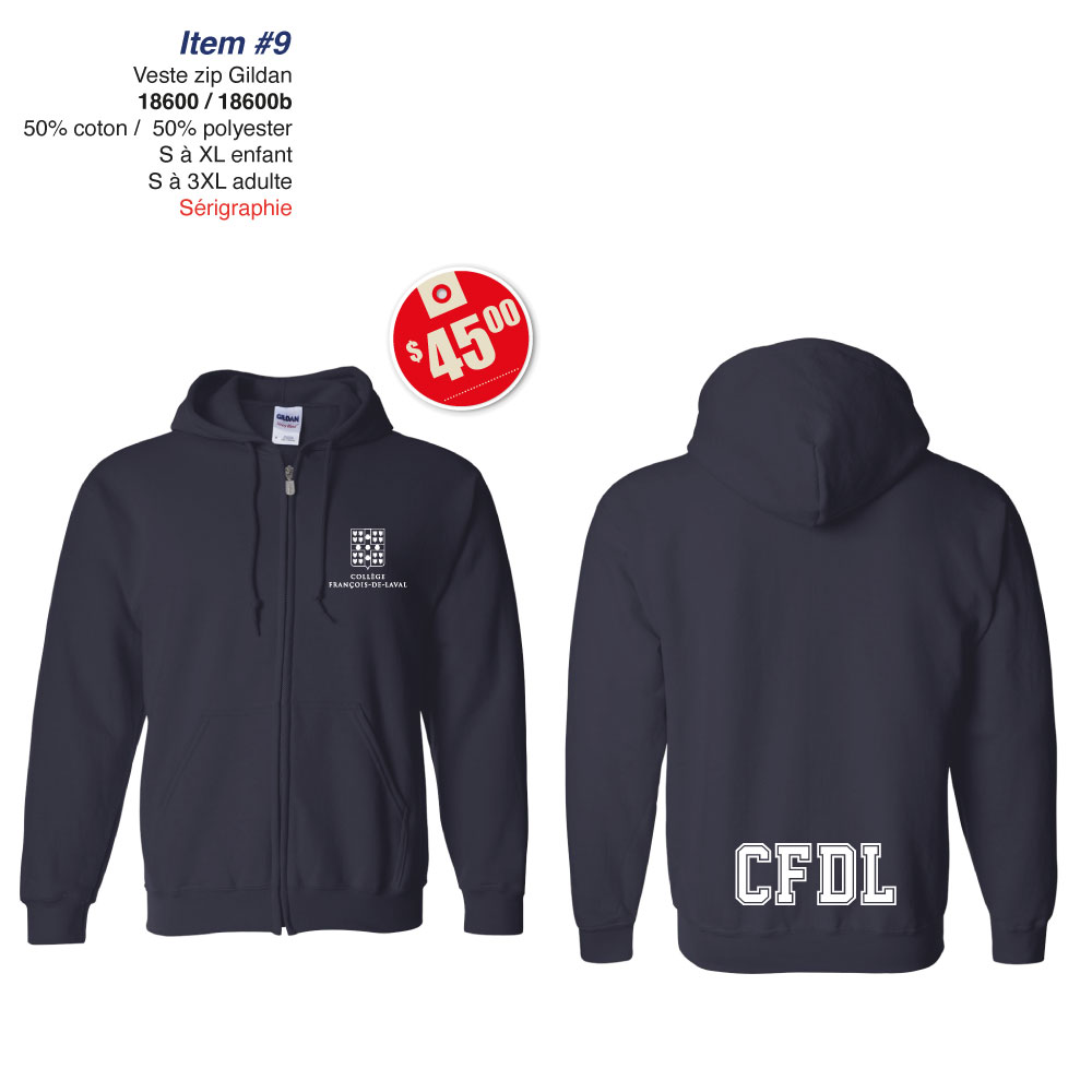 Item 09 Collège François-de-Laval Vest zip Gildan 18600 18600B 2026